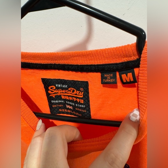 NWOT-Mens Superdry Vintage Logo Authentic Fade Long Sleeve T-Shirt - Orange - Picture 3 of 9